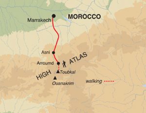 Toubkal from Marrakech Map